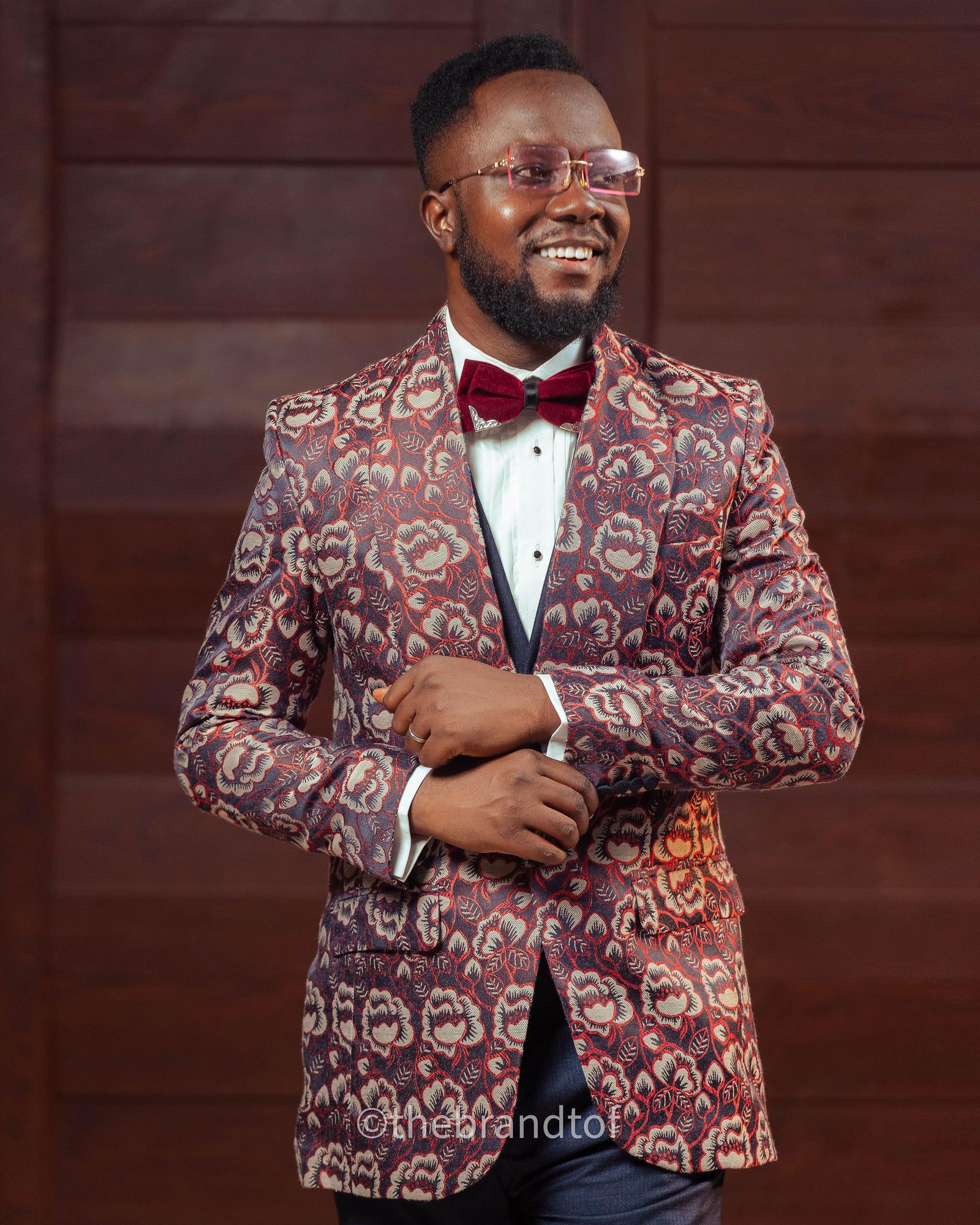 The Floral Wine Shawl Lapel 3 Piece Tuxedo Suit